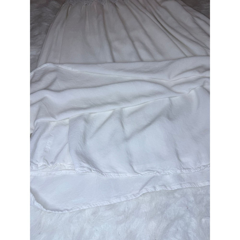Suzanne Betro White Crochet Lace Halter Midi Dress Boho Tassel Smocked Back M - Picture 7 of 9